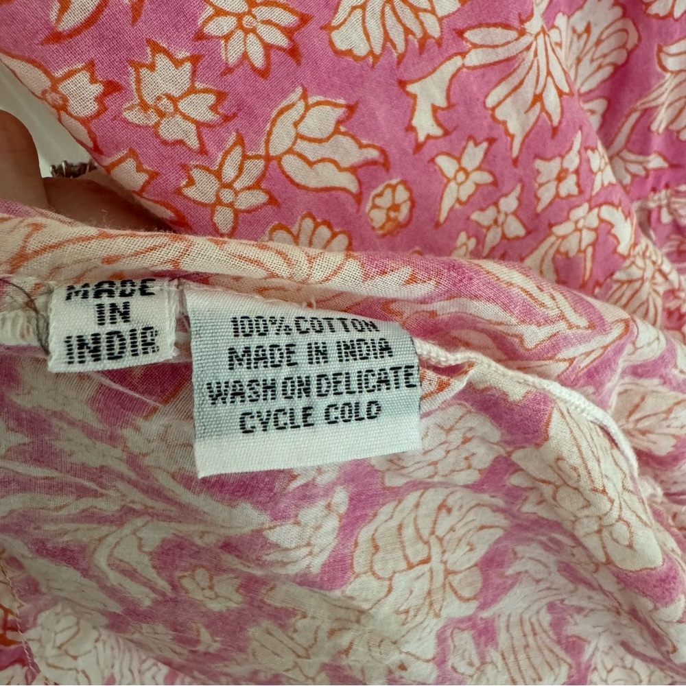 SZ Blockprint Tuckernuck Pink, White, Orange Mini Dress | M - Picture 4 of 6